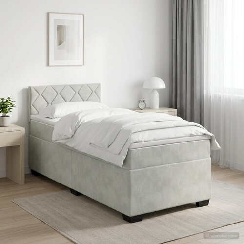  Boxspring krevet s madracem Svjetlosiva 90 x 190 cm Baršun Cene