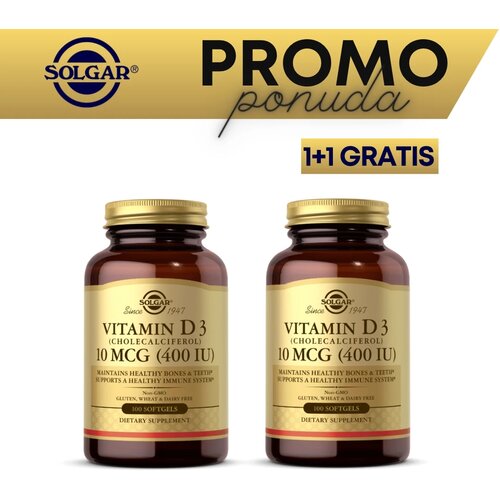 Solgar vitamin D3 10 mcg 100+100 kapsula Slike