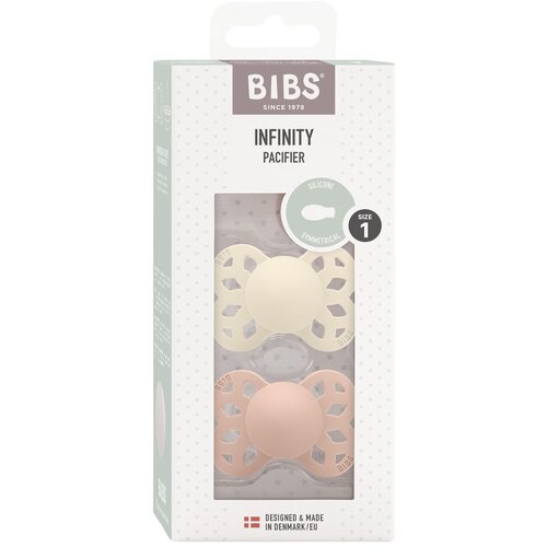 Bibs tolažilna duda - silikon Infinity s simetričnim cucljem 0-6 m 2/1 ivory/blush Cene