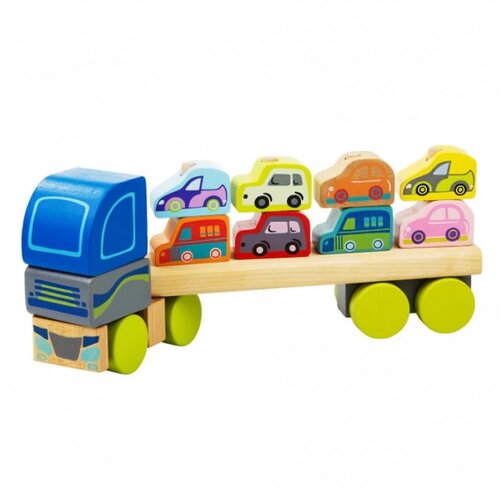 Cubika drvena igračka za decu kamion sa autićima, 12 elemenata Cene