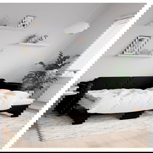 vidaXL Dnevni krevet na razvlačenje crni 90 x 190 cm od tkanine Cijene