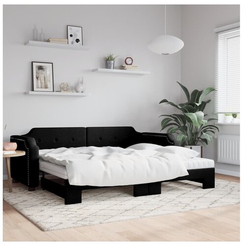 vidaXL Izvlečna dnevna postelja z vzmetnicami črna 90x190 cm Cene