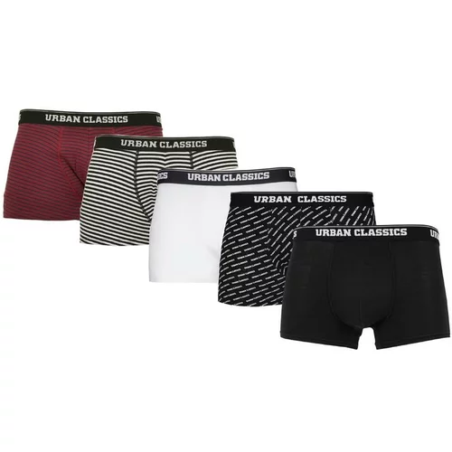 Urban Classics Boxer Shorts 5-Pack Bur/dkblu+wht/blk+wht+aop+blk