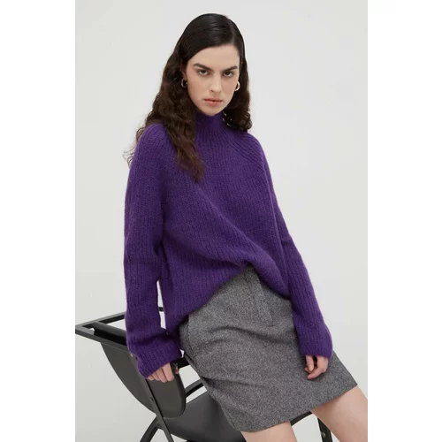 Marc O'Polo Volnen pulover ženski, vijolična barva