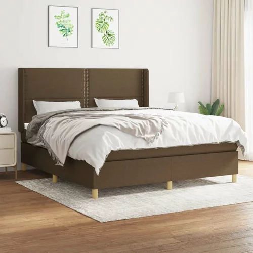  Box spring postelja z vzmetnico temno rjava 160x200 cm blago, (20902220)