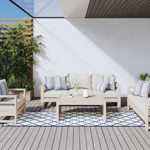 vidaXL Zunanja preproga mornarska in bela 80x250 cm dvostranski dizajn Cene