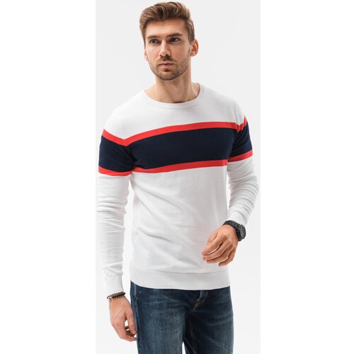 Ombre Puloverji Mo&amp;scaron;ki pulover (E190WHITE) pisana Slike