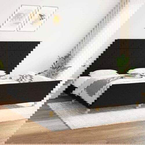  Za krevet s uzglavljem crni 180 x 200 cm od tkanine Slike
