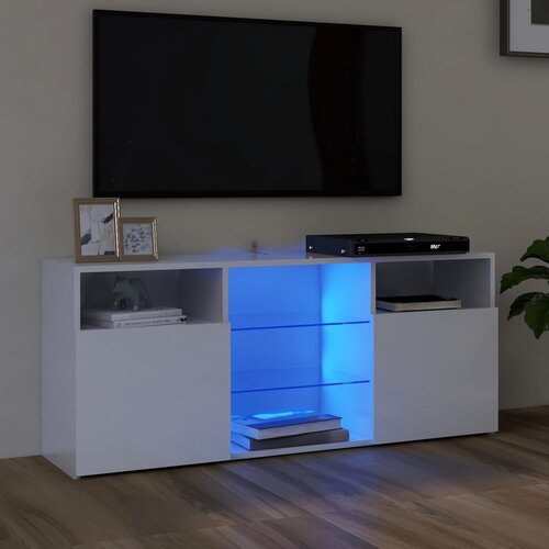The Living Store TV omarica z LED lučkami visok sijaj bela 120x30x50 cm - TV Omarica, (21375728) Slike