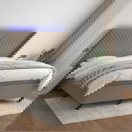  The Living Store Box spring postelja z vzmetnico LED taupe 140x200 cm blago - Box Spring Postelja, (21501048) Slike