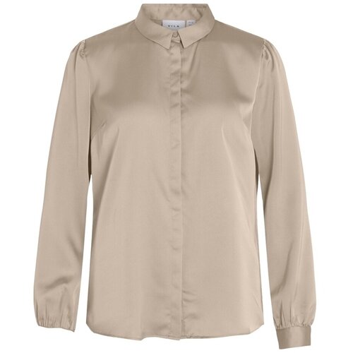 Vila Topi & Bluze Noos Ellette Satin Shirt - Cement Bež Cene
