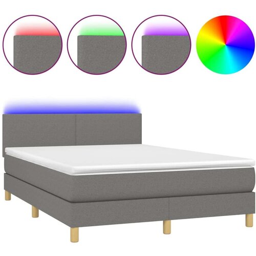  Box spring s madracem LED tamnosivi 140x190 cm tkanina Slike