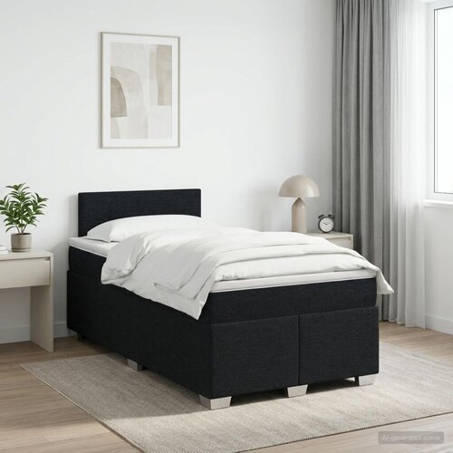  Boxspring krevet s madracem Crna 120 x 200 cm Tkanina - Crna 120 x 200 cm Prošiveno gumbima Cene
