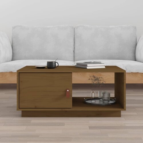 VidaXL Klubska mizica medeno rjava 80x50x35,5 cm trdna borovina Slike