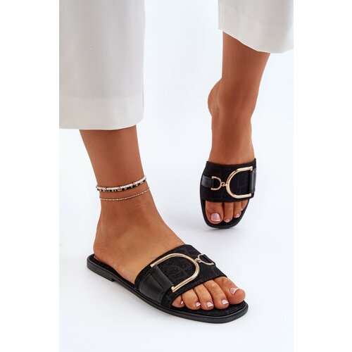 Kesi Shiny women's slippers with embellished black tops Cene