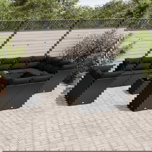 VidaXL 13-dijelni set vrtnih sofa s jastucima poliratan crni Slike