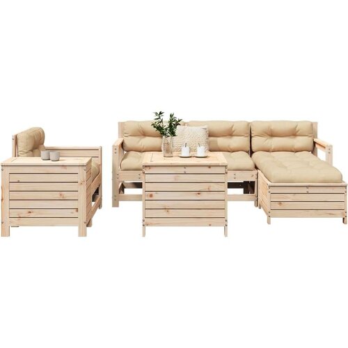  7-dijelni set vrtnih sofa od masivne borovine Slike