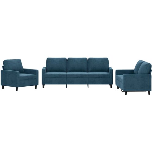  3-dijelni set sofa s jastucima plavi bar&amp;scaron;unasti Slike