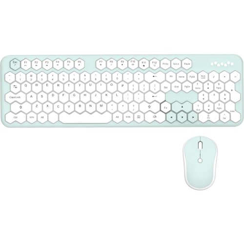 Geezer WL HONEY COMB set tastatura i miš u ZELENO/BELOJ boji Slike