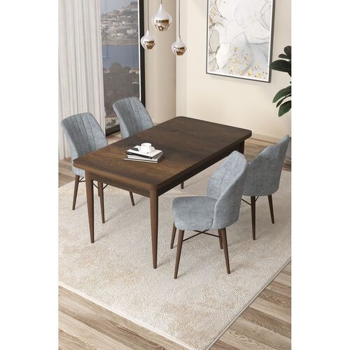 Hanah home Set Trpezarijski sto i 4 stolice Arp, Smeđe-siva Cene