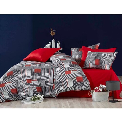  478 redwhiteblack king quilt cover set (fr) Cene