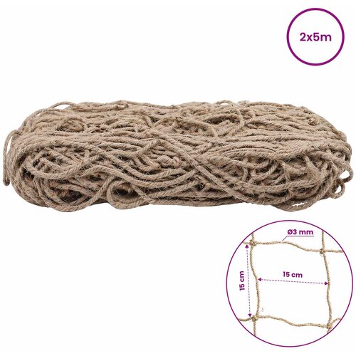  Mreža za potporu biljaka od jute Prirodna 2 x 5 m 100% Jut Slike