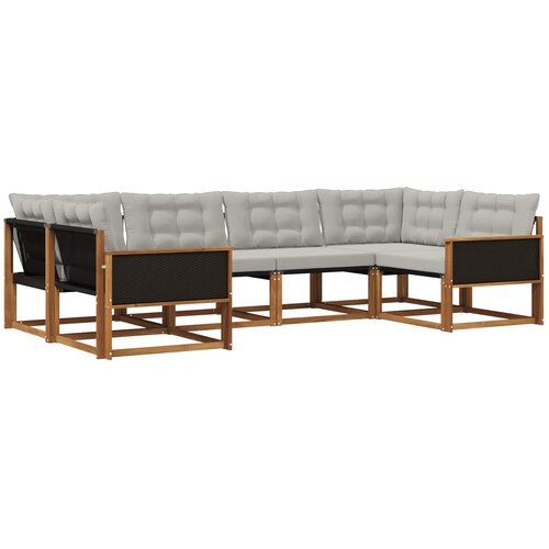 vidaXL Zunanja garnitura za sedenje 6 pcs Naravna in svetlo siva, (5000281438) Cene