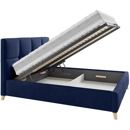 CARRYHOME OBLAZINJENA POSTELJA 160 cm x 220 cm , tekstil temno modra Slike