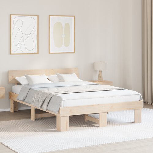 vidaXL Krevetna konstrukcija Smeđa 140 x 200 cm Čvrsta borova drva Cijene