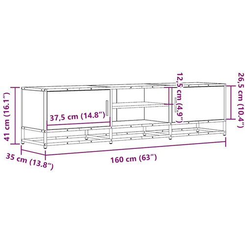 VidaXL TV ormarić dimljeni hrast 160x35x41cm konstruirano drvo i metal Slike