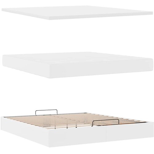  Otomanski krevet s madracima i LED 180x200 cm umjetna koža Bijela 180 x 200 cm Slike