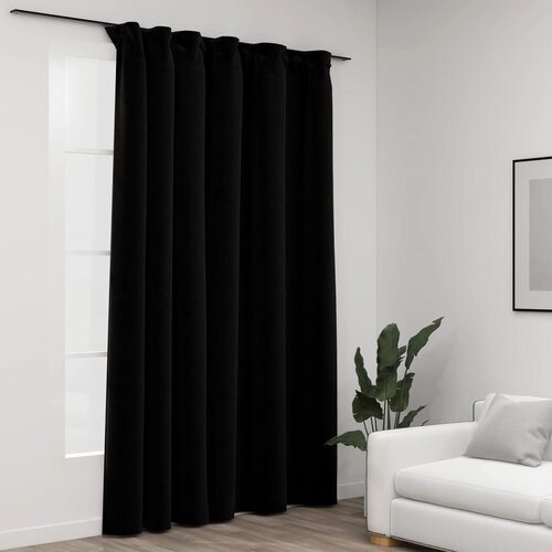 vidaXL Zavjese za zamračivanje s kukama crne 290 x 245 cm Cene