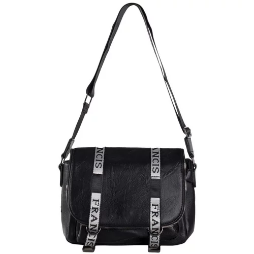 Fashion Hunters Black large messenger bag with a wide strap