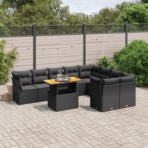 vidaXL 10-dijelni set vrtnih sofa s jastucima crni od poliratana Cijene