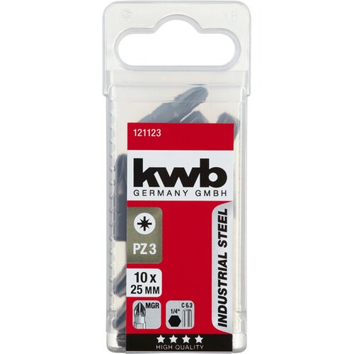KWB bit PZ3 25mm Ind. Čelik - 10 kom 1/4&amp;quot; C 6.3 prihvat - TQ 60 Slike