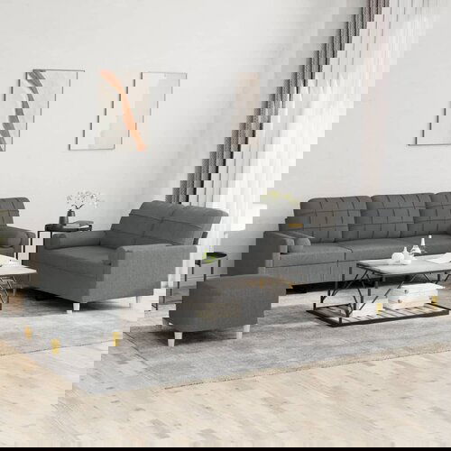 VidaXL 3-dijelni set sofa s jastucima tamnosivi od tkanine Slike