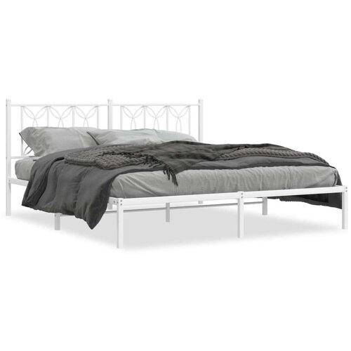 Metalni okvir za krevet s uzglavljem bijeli 183x213 cm Slike