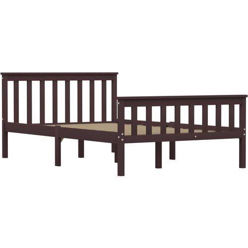 Maison Chic Posteljni okvir - Dvoposteljna postelja - Zakonska postelja temno rjav iz trdne borovine 120x200 cm-J15430, (21761720) Slike