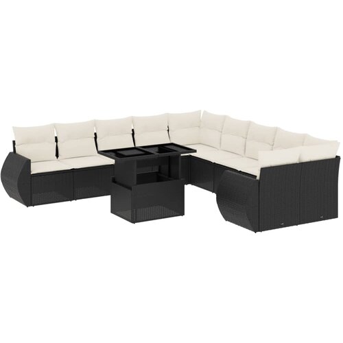 11-dijelni set vrtnih sofa od poliratana s jastucima crni Crna 100 x 55 x 73 cm Slike
