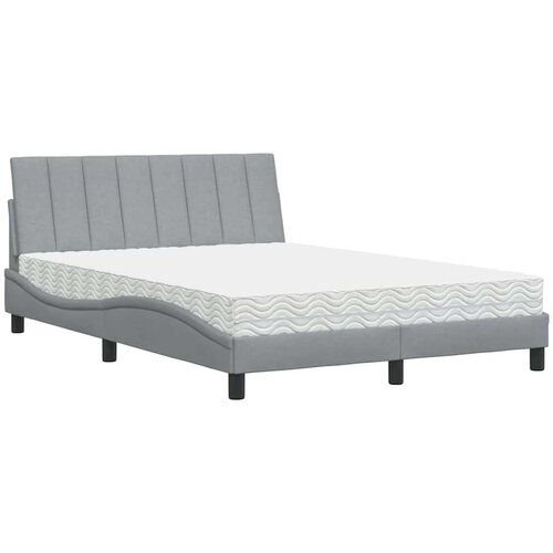 VidaXL krevet s madracem svjetlosivi 140x190 cm od tkanine Slike