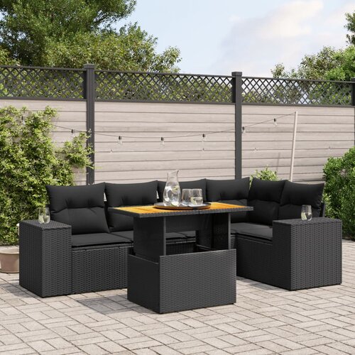 vidaXL 6-dijelni set vrtnih sofa s jastucima crni od poliratana Cijene