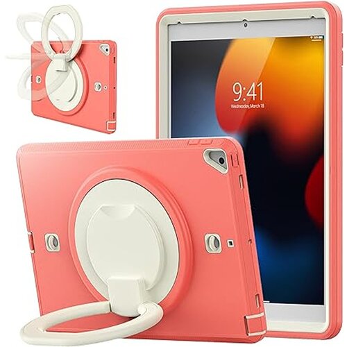 NIKCORP Ovitek za iPad 10.2 (2021/2020/2019) s 360° stojalom, ročajem in naramnim pasom, trislojna zaščita, roza barva, (5000139007) Cene