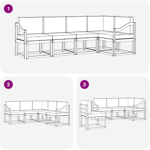  Set vanjskih sofa 5 kom. Prirodna i svijetlo siva Smeđa 245 x 126,5 x 73 cm Slike