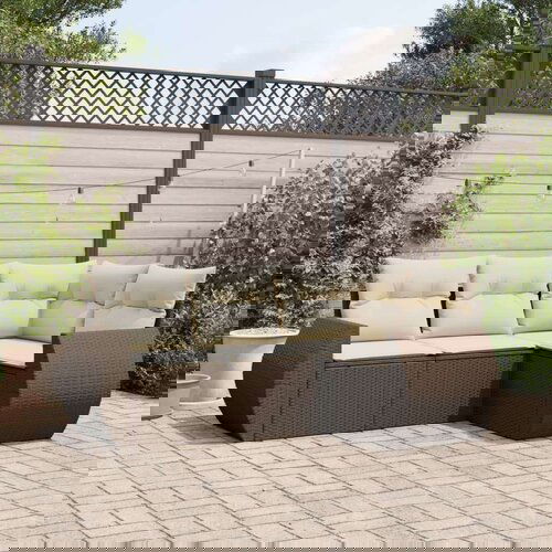 vidaXL 4-dijelni set vrtnih sofa od poliratana s jastucima smeđi Cijene