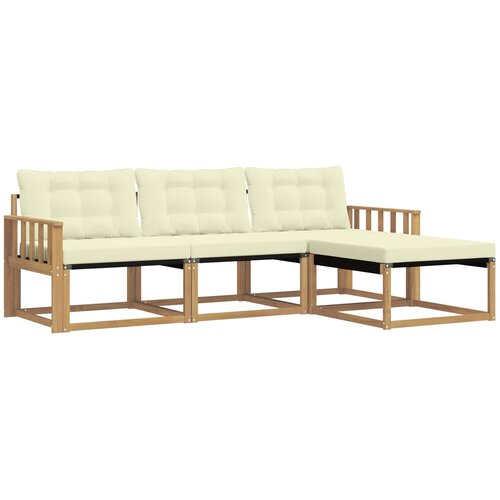 vidaXL Zunanja garnitura za sedenje z blazino 4 pcs Bela in krem, (5000281948) Cene