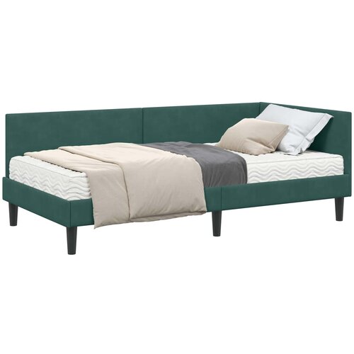 vidaXL Kotni okvir postelje z matrico Drugo 2 pcs Zelena Žamet, (5000123215) Cene