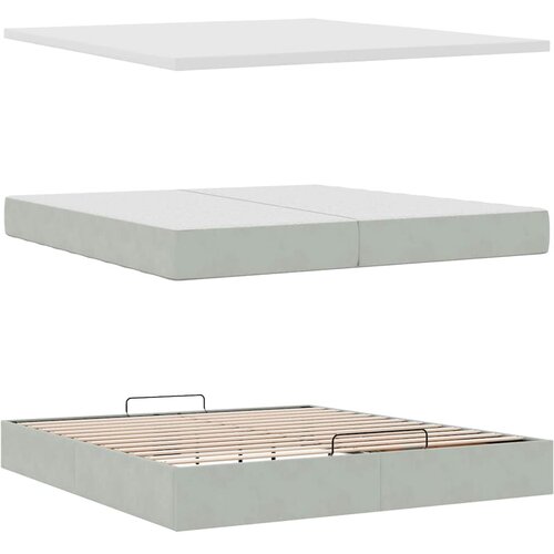  Ottoman krevet s madracem svijetlo sivi 200x200 cm bar&amp;scaron;un Slike
