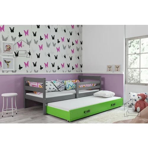 BMS Group Otroška postelja Eryk z dodatnim ležiščem - 90x200 cm - grafit/zelena