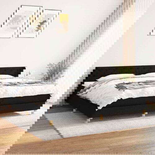  Box spring postelja z vzmetnico črn 200x200 cm blago, (20892783) Cene