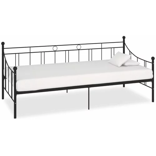 vidaXL posteljni okvir za dnevno posteljo črn kovinski 90x200 cm